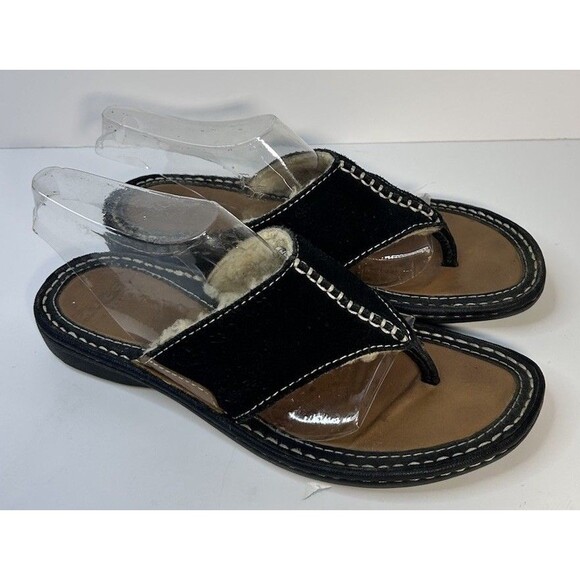 UGG Australia 1610 Women’s Size B Black Suede Thong Slip On Comfort Sandals - Picture 1 of 7